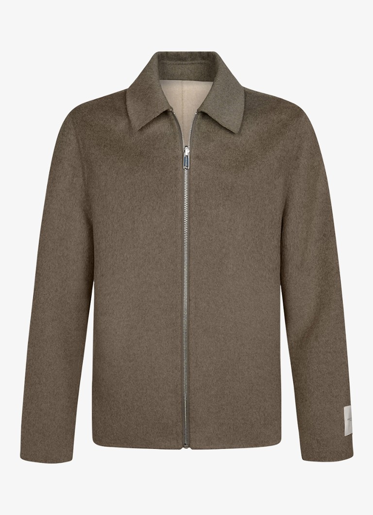 Profuomo Heren Regular fit overshirt van wol in de kleur Beige, maat: XXL