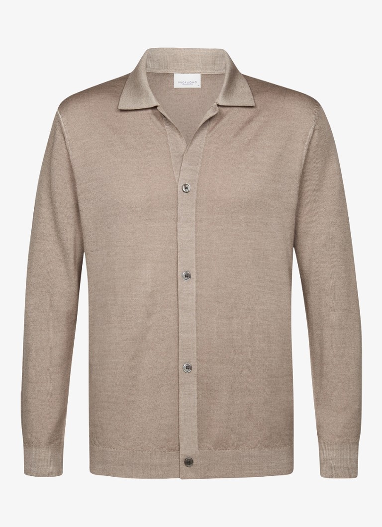 Profuomo Heren Fijngebreid vest van wol in de kleur Beige, maat: XXL