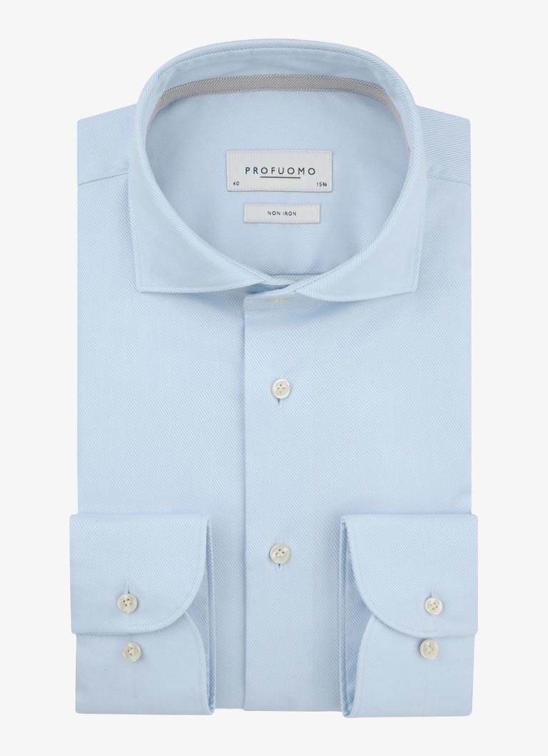 Profuomo Heren Slim fit overhemd in de kleur Lichtblauw, maat: 38