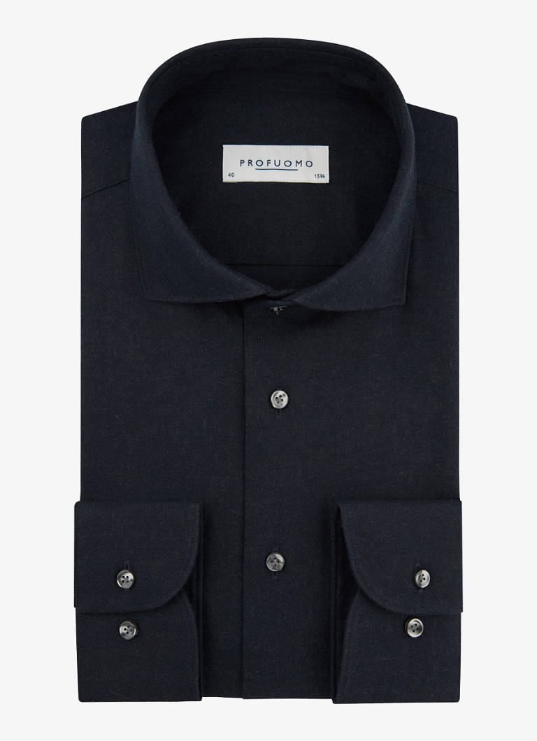 Profuomo Heren Slim fit overhemd in de kleur Donkerblauw, maat: 38
