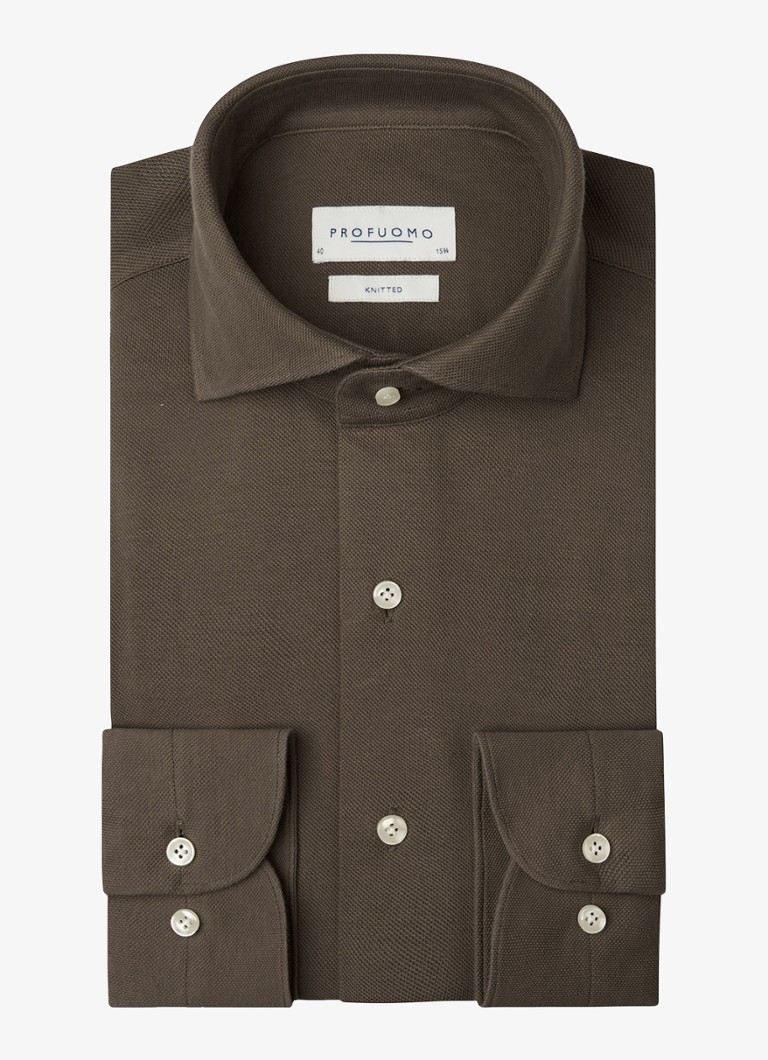Profuomo Heren Slim fit overhemd in de kleur Taupe, maat: 43