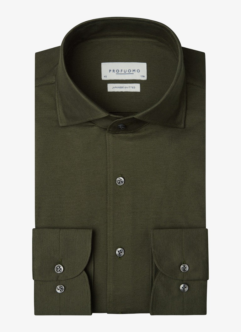 Profuomo Heren Slim fit overhemd in de kleur Chocoladebruin, maat: 44