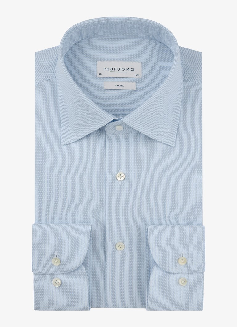 Profuomo Heren Slim fit overhemd in de kleur Lichtblauw, maat: 44