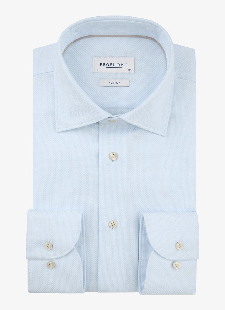 Profuomo Heren Slim fit overhemd in de kleur Lichtblauw, maat: 43