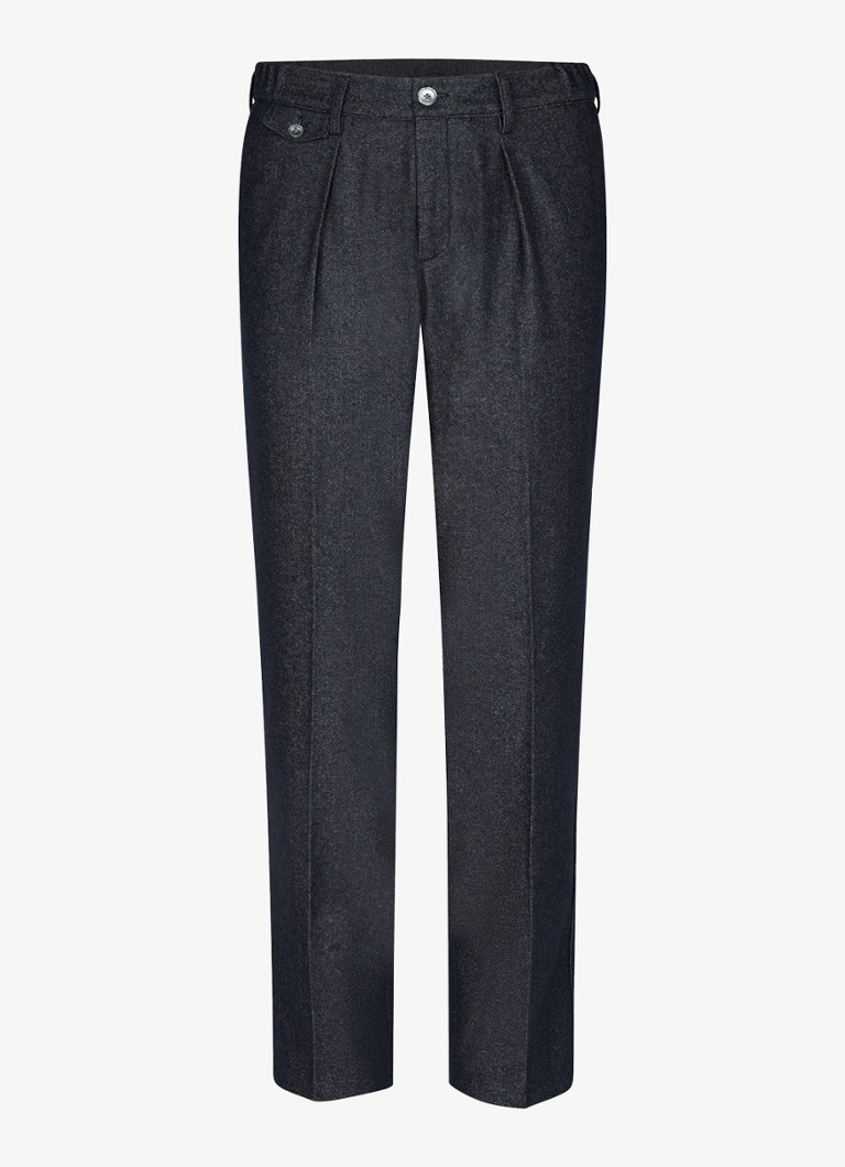 Profuomo Heren Regular fit chino in wolblend in de kleur Donkerblauw, maat: 52