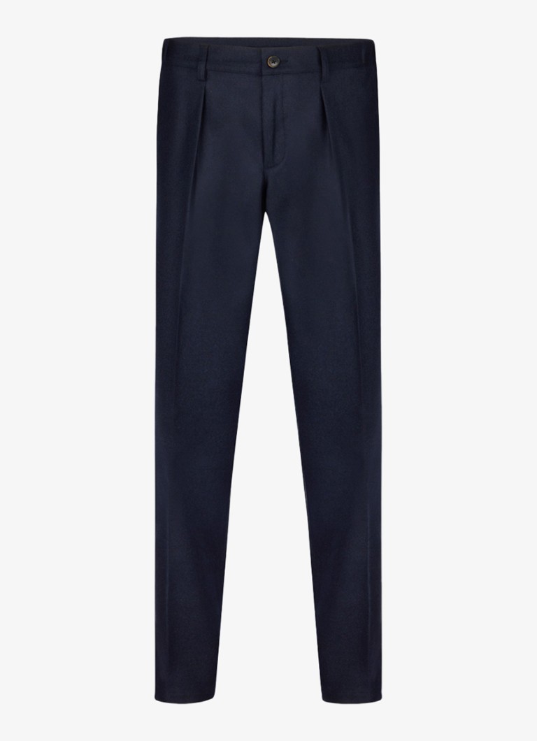 Profuomo Heren Slim fit chino in wolblend in de kleur Donkerblauw, maat: 52
