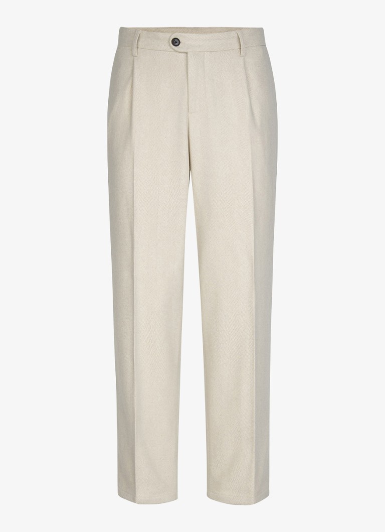 Profuomo Heren Regular fit chino van wol in de kleur Beige, maat: 46