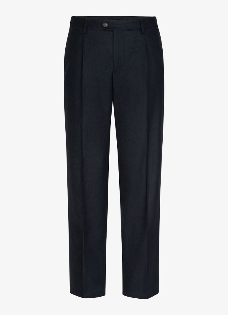 Profuomo Heren Regular fit chino in kasjmierblend in de kleur Donkerblauw, maat: 48