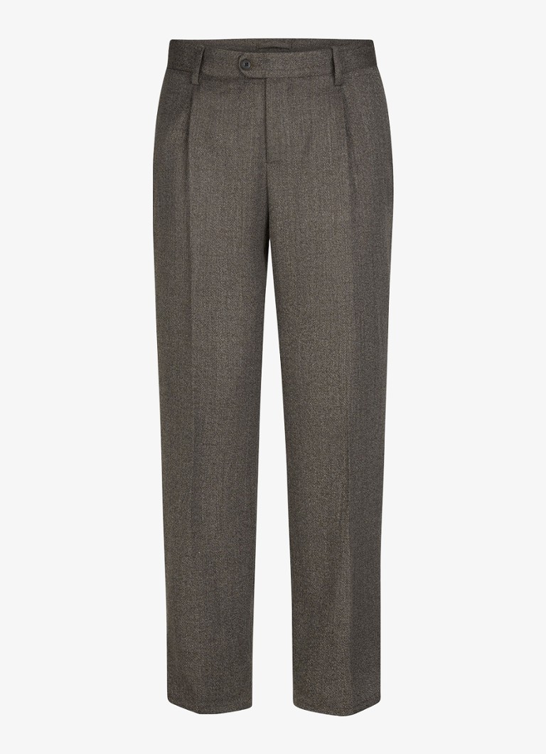 Profuomo Heren Mouline slim fit chino in wolblend in de kleur Antraciet, maat: 48