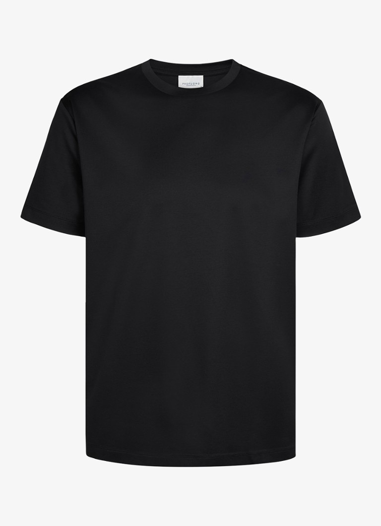 Profuomo Heren Luxury T-shirt met stretch in de kleur Zwart, maat: XXL