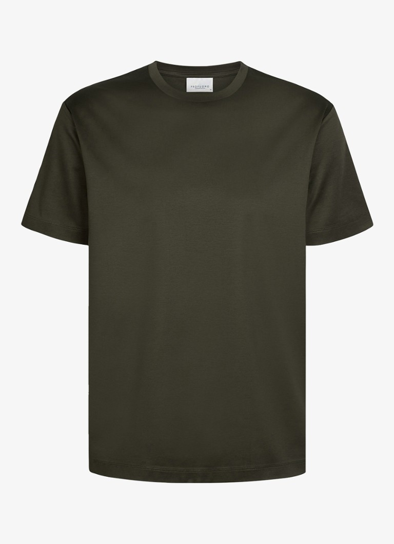 Profuomo Heren Luxury T-shirt met stretch in de kleur Donkergroen, maat: S