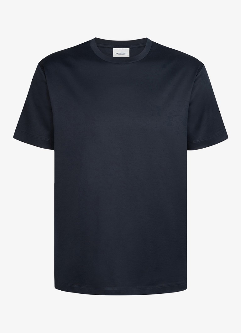 Profuomo Heren Luxury T-shirt met stretch in de kleur Donkerblauw, maat: XXL