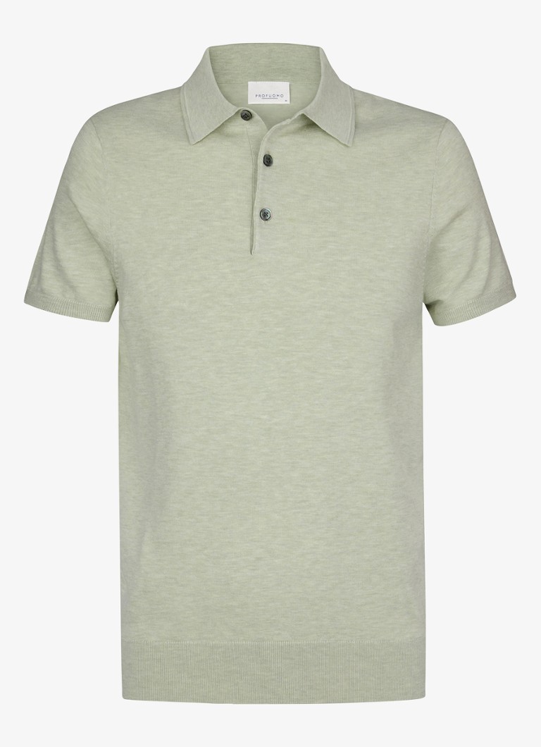 Profuomo Heren Luxury basic polo in lyocell blend in de kleur Lichtgroen, maat: S