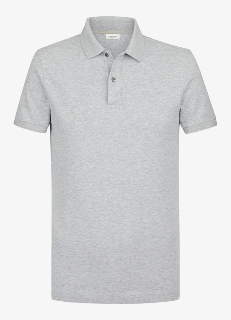 Profuomo Heren Polo in pique in de kleur Grijs, maat: S