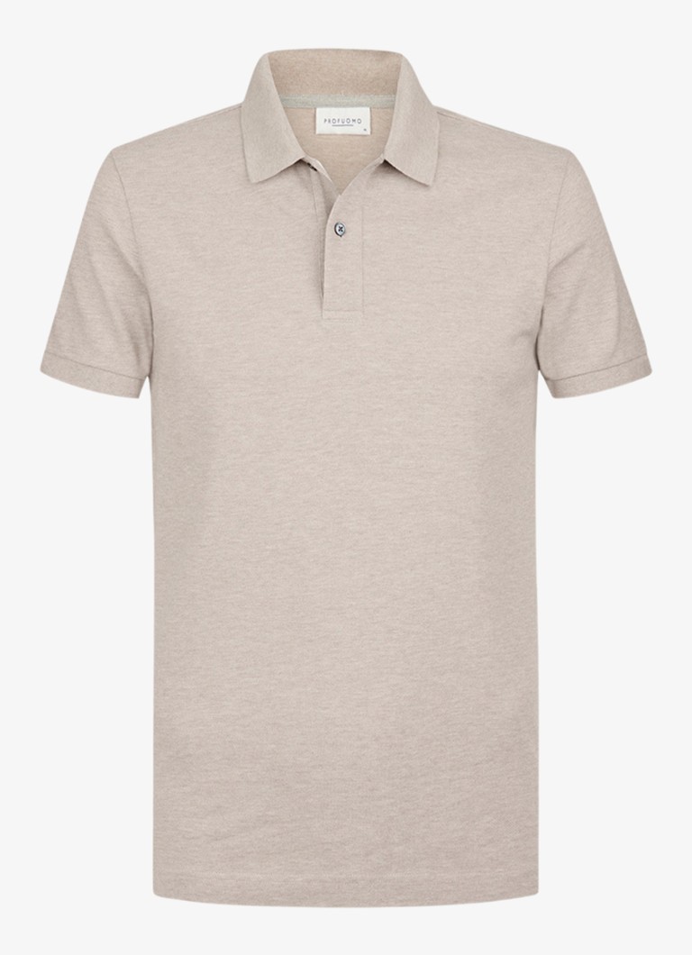 Profuomo Heren Polo in pique in de kleur Beige, maat: S