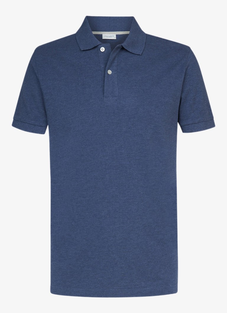 Profuomo Heren Polo in pique in de kleur Indigo, maat: M