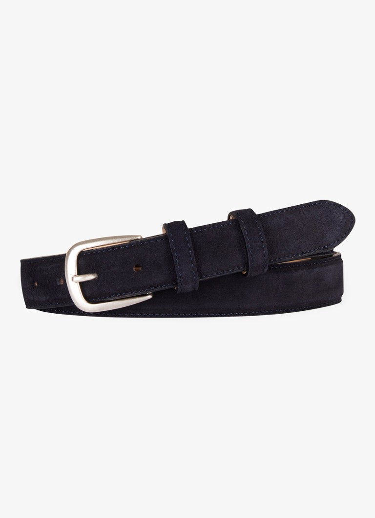 Profuomo Heren Riem van suède in de kleur Donkerblauw, maat: 105
