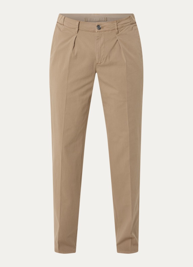 Profuomo Heren Straight fit chino met stretch in de kleur Taupe, maat: 48
