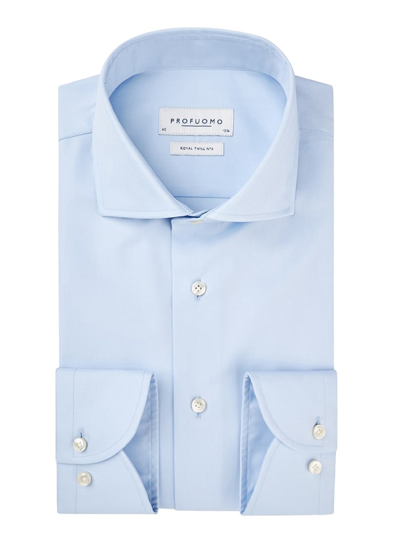 Profuomo Heren Slim fit overhemd met cutaway kraag in de kleur Blauw, maat: 44