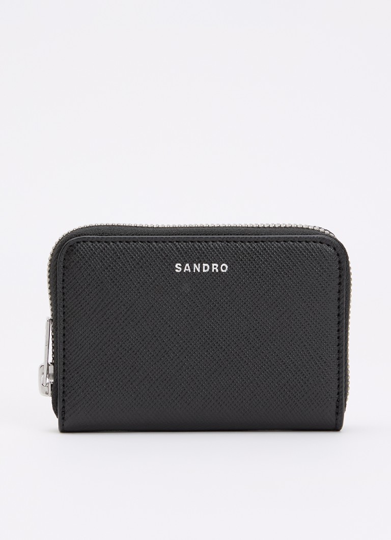 Sandro Dames Portemonnee van leer met logo in de kleur Zwart