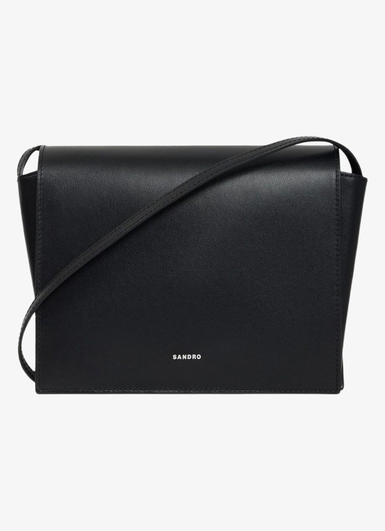 Sandro Heren Schoudertas van leer in de kleur Black / Zwart