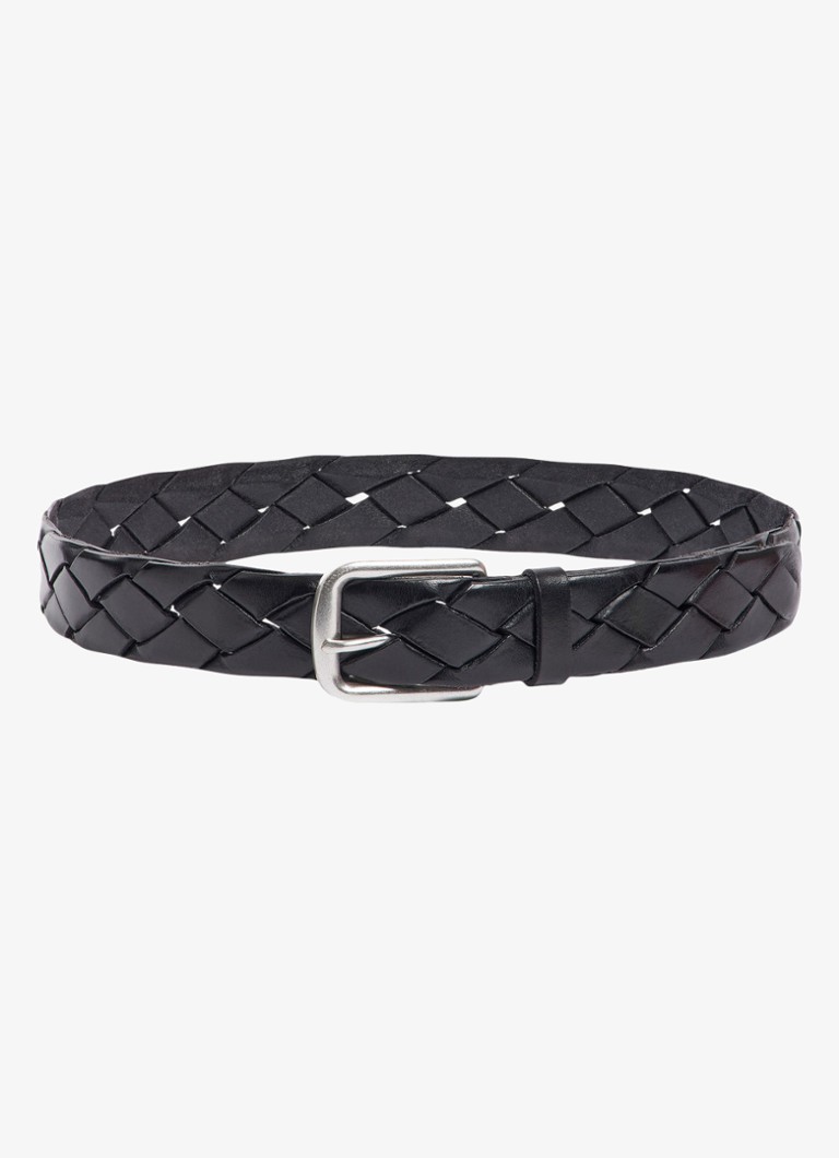 Sandro Heren Riem van leer in de kleur Zwart