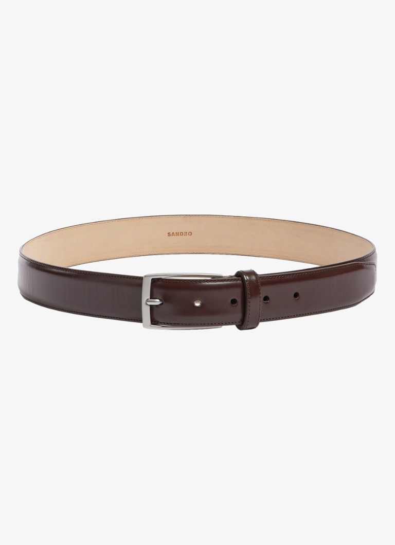 Sandro Heren Riem van leer in de kleur Chocoladebruin