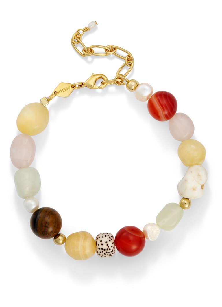 ANNI LU Dames Seaside kralenarmband verguld in de kleur Beige, maat: 1sz