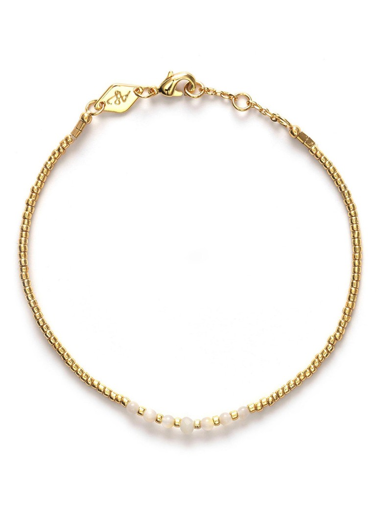 ANNI LU Dames Bead & gem kralenarmband verguld