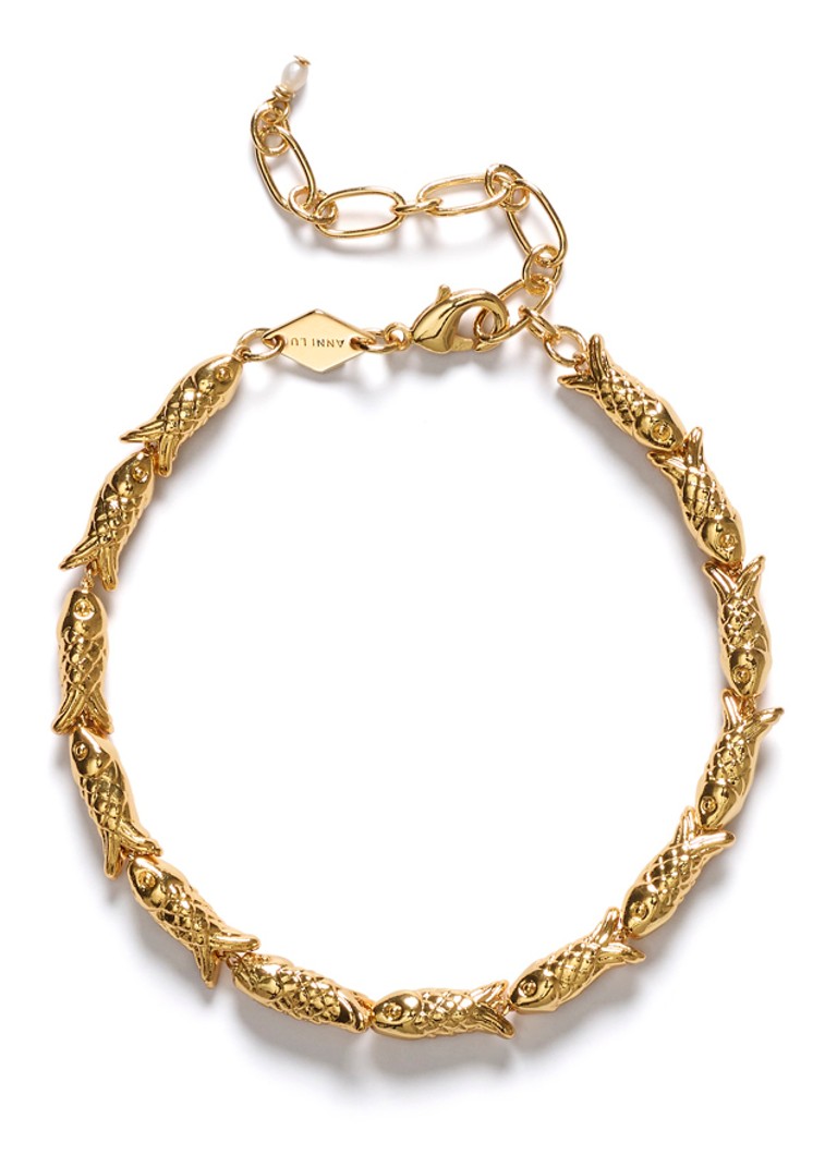 ANNI LU Dames Fishy armband verguld in de kleur Goud, maat: OS