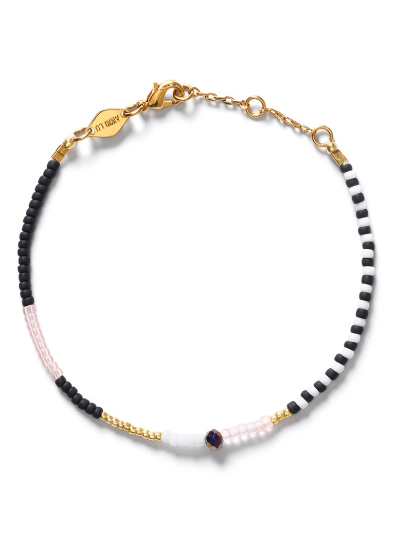 ANNI LU Dames Mess kralenarmband verguld in de kleur Zwart, maat: OS