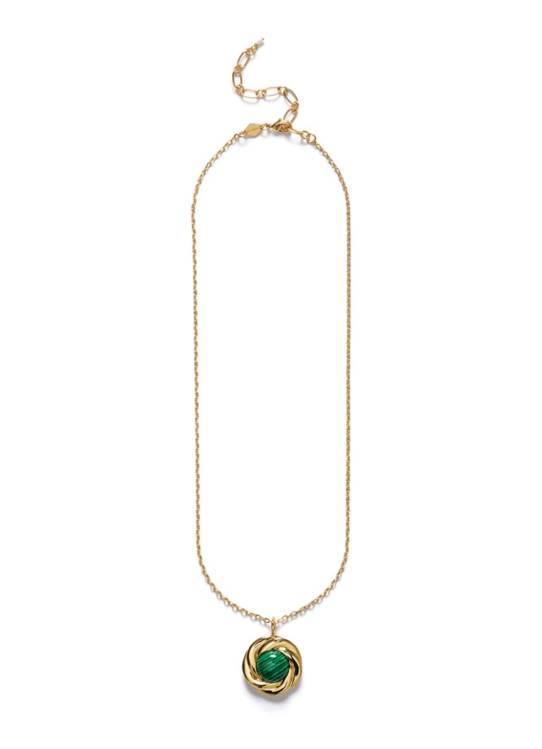 ANNI LU Dames Malachite Knot ketting verguld in de kleur Goud, maat: OS