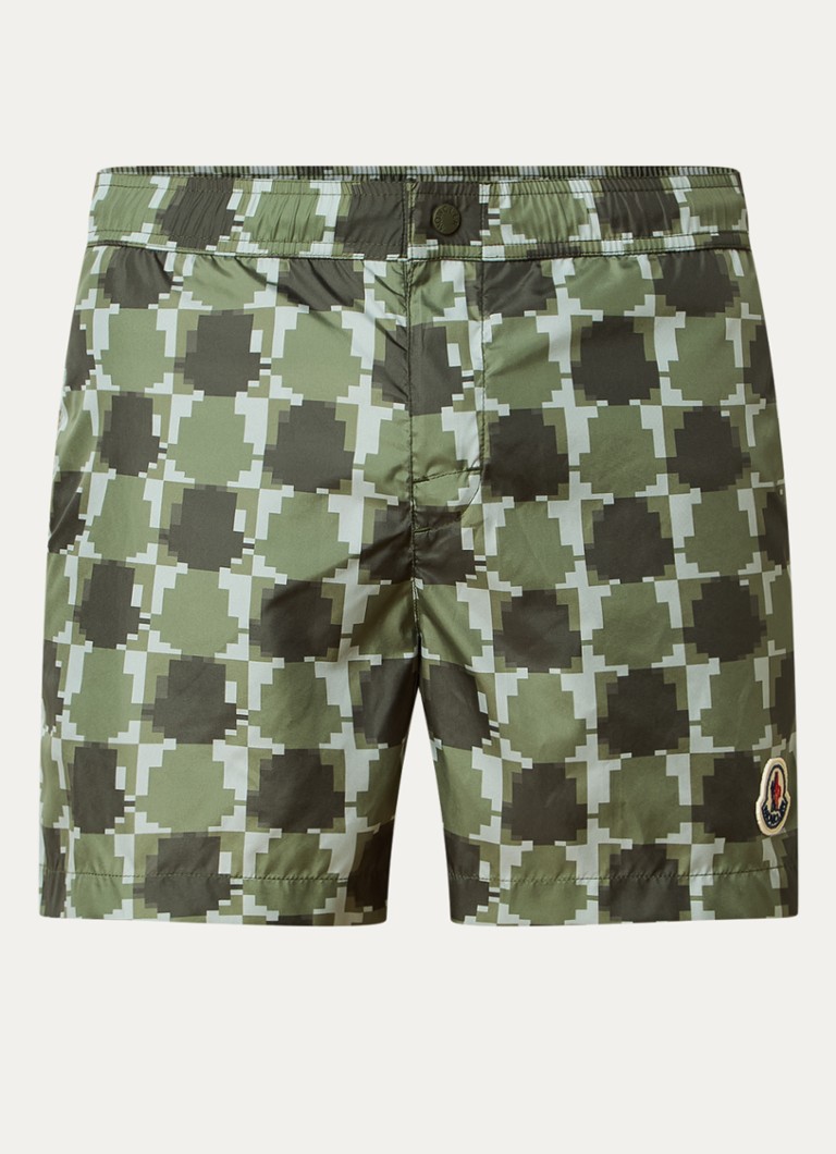 Moncler Heren Zwemshorts met grafische print in de kleur Olijfgroen, maat: S