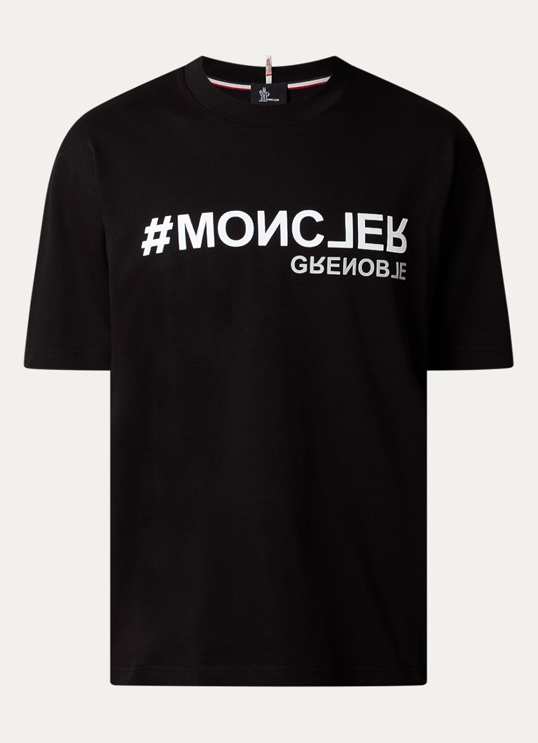 Moncler Heren Manica Corta T-shirt met logo in de kleur Zwart, maat: S