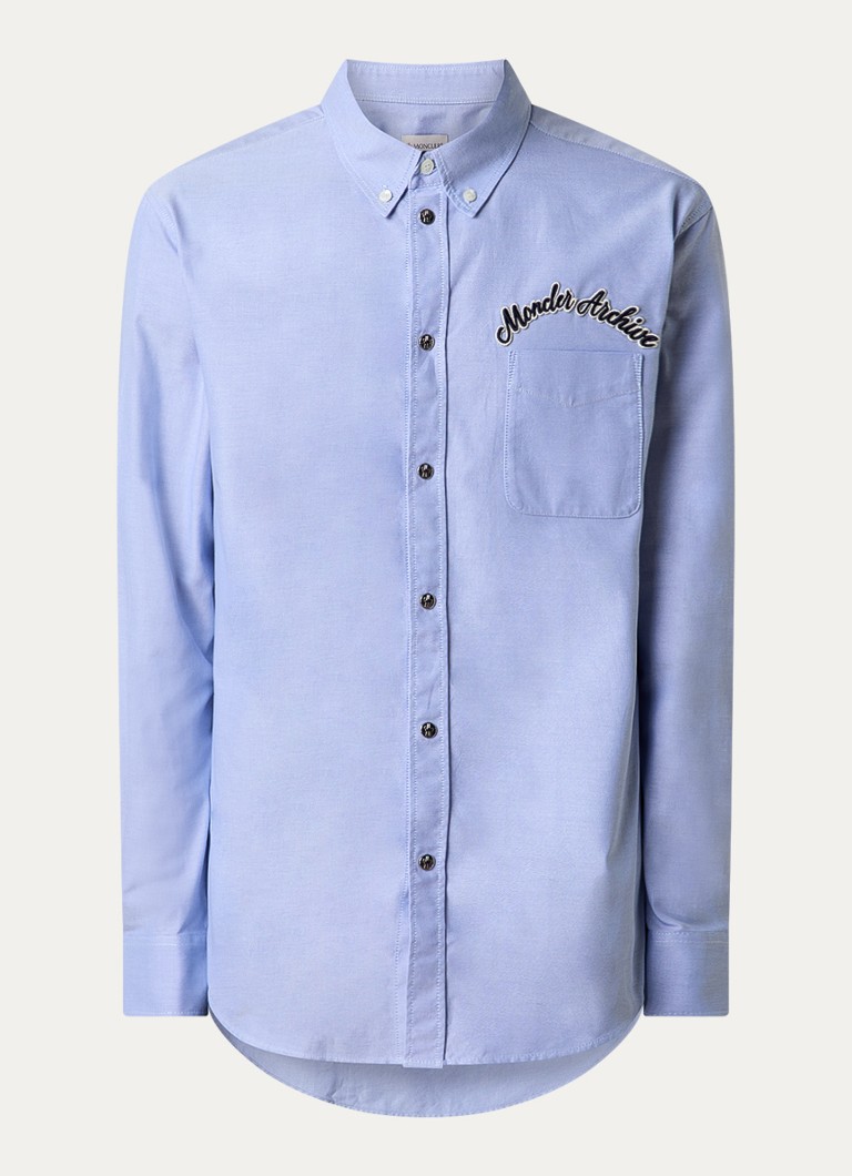 Moncler Heren Camicia regular fit overhemd met logoborduring in de kleur Lichtblauw, maat: M