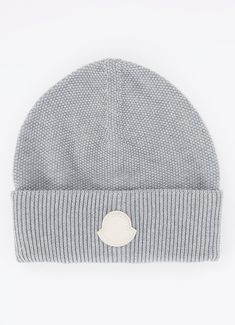 Moncler Heren Fijngebreide muts in kasjmierblend met logo