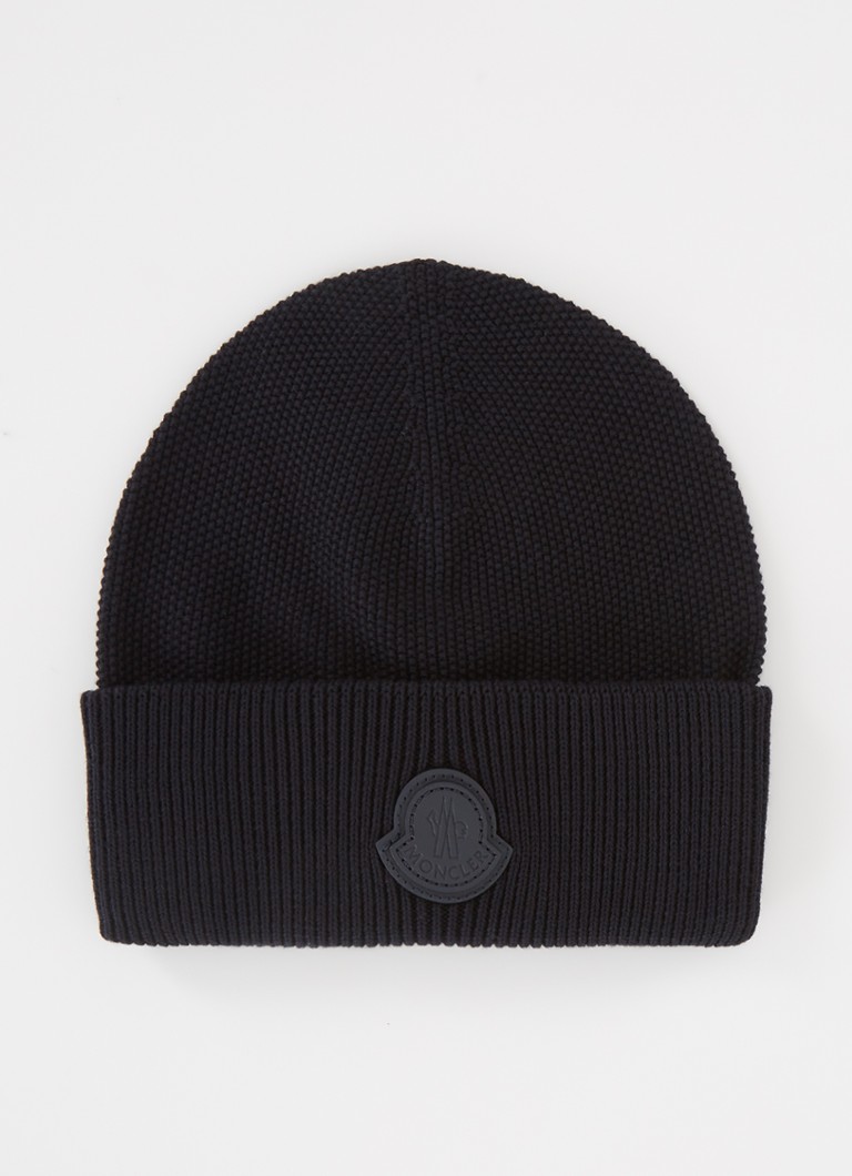 Moncler Heren Fijngebreide muts in kasjmierblend met logo