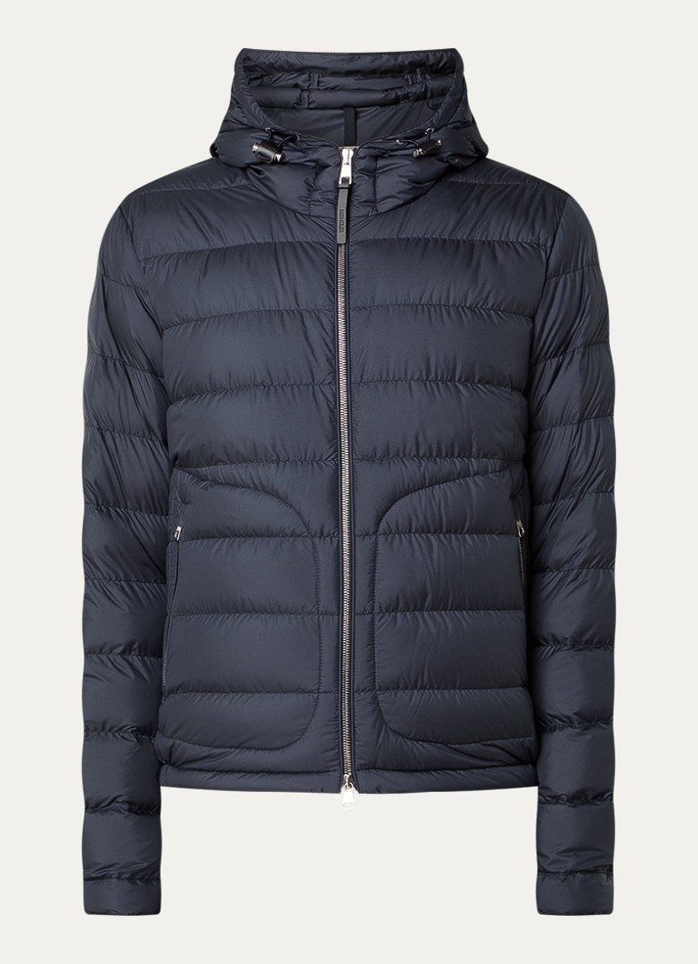 Moncler Heren Estriere gewatteerde jas met donsvulling en capuchon in de kleur Donkerblauw, maat: 4/XL
