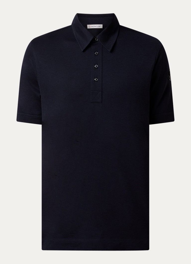 Moncler Heren Regular fit polo met logo in de kleur Donkerblauw, maat: L