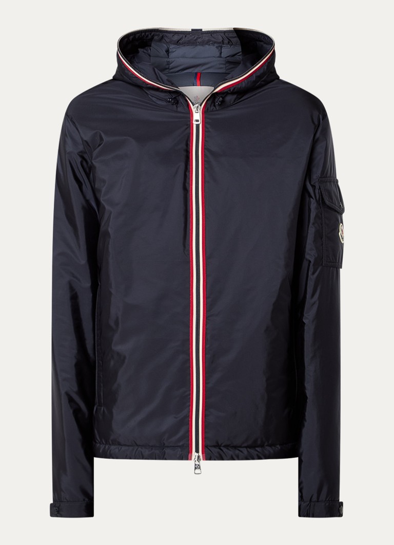 Moncler Heren Evettes gewatteerd jack met donsvulling en logo in de kleur Donkerblauw, maat: 1/S