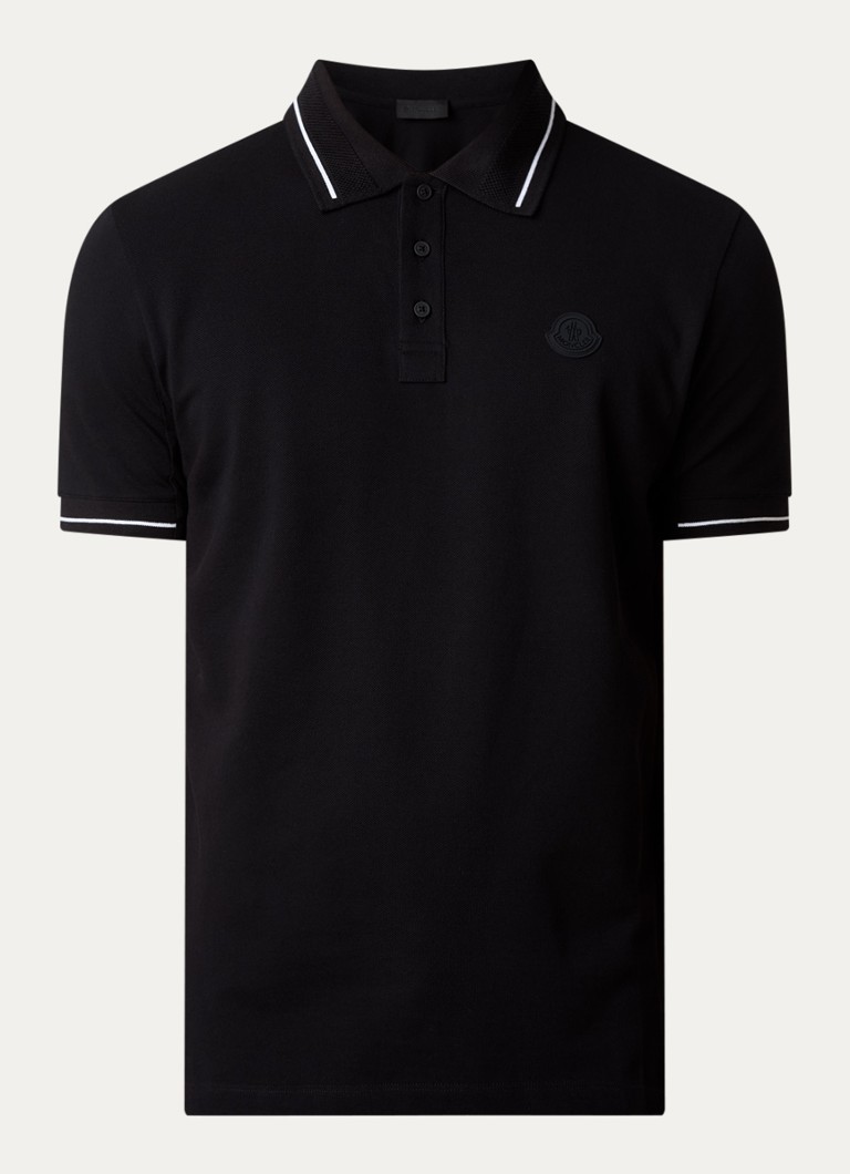 Moncler Heren Regular fit polo van piqué katoen met logo in de kleur Zwart, maat: S
