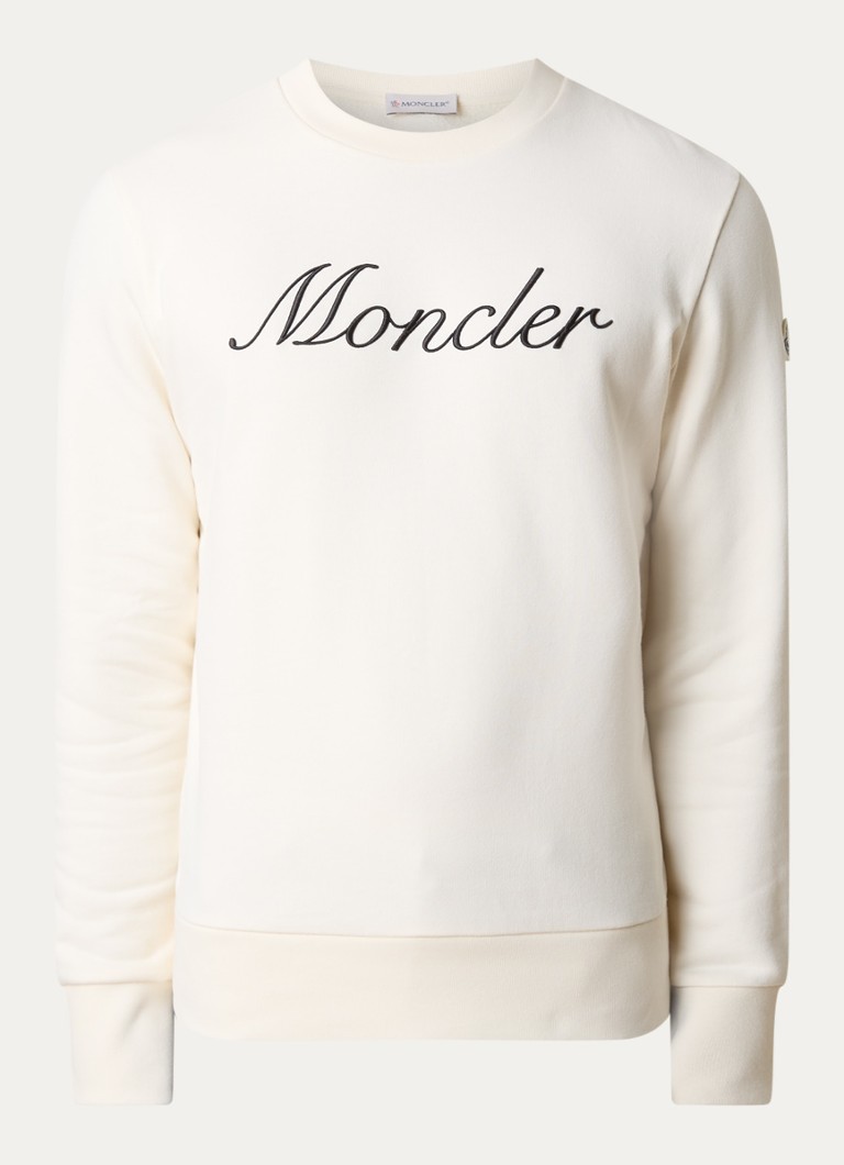 Moncler Dames Sweater met logoborduring in de kleur Gebroken wit, maat: S