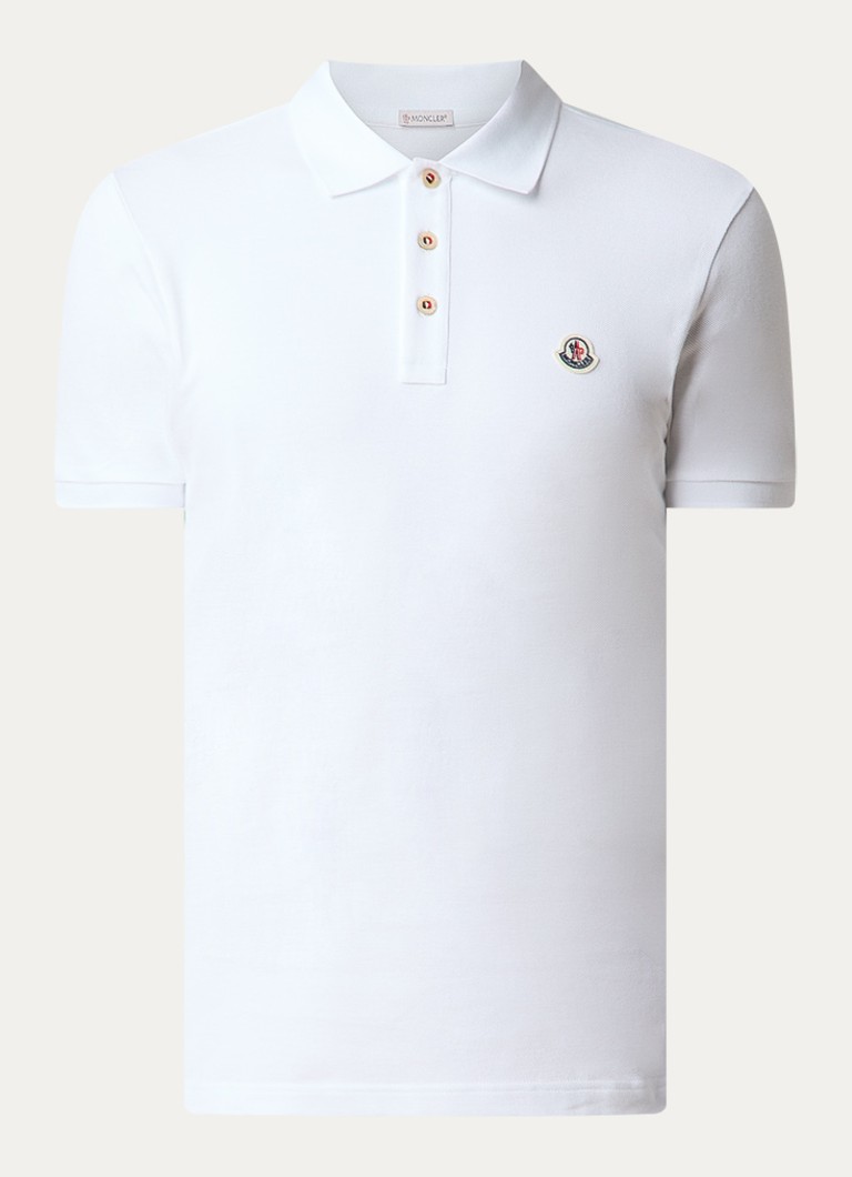 Moncler Heren Regular fit polo van piqué katoen in de kleur Wit, maat: S