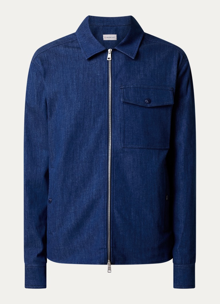 Moncler Heren Overshirt van chambray met borstzak in de kleur Indigo, maat: S