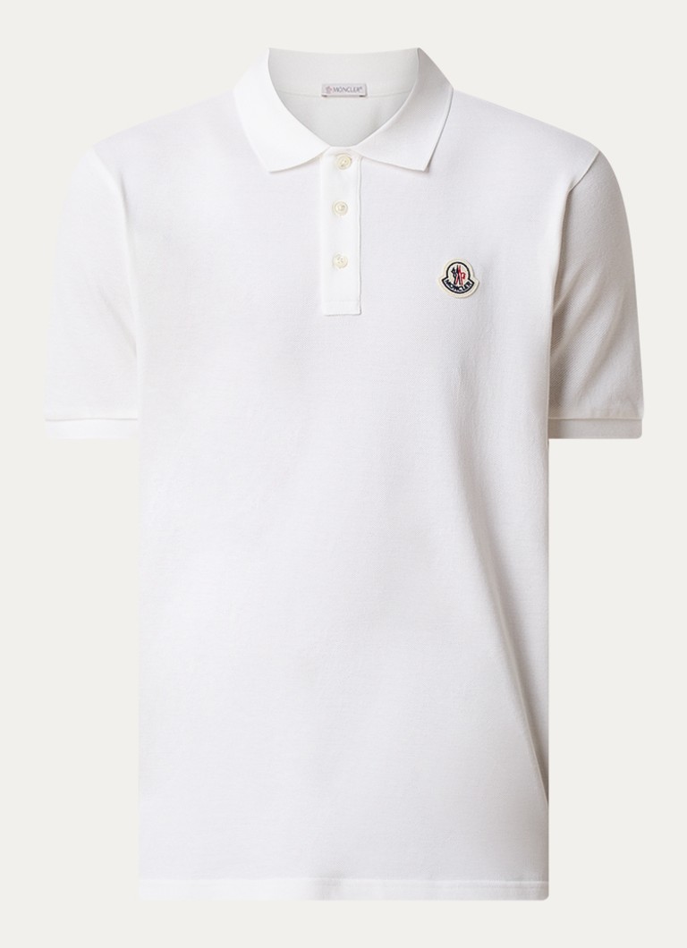Moncler Heren Regular fit polo van piqué katoen met logoborduring in de kleur Wit, maat: XL