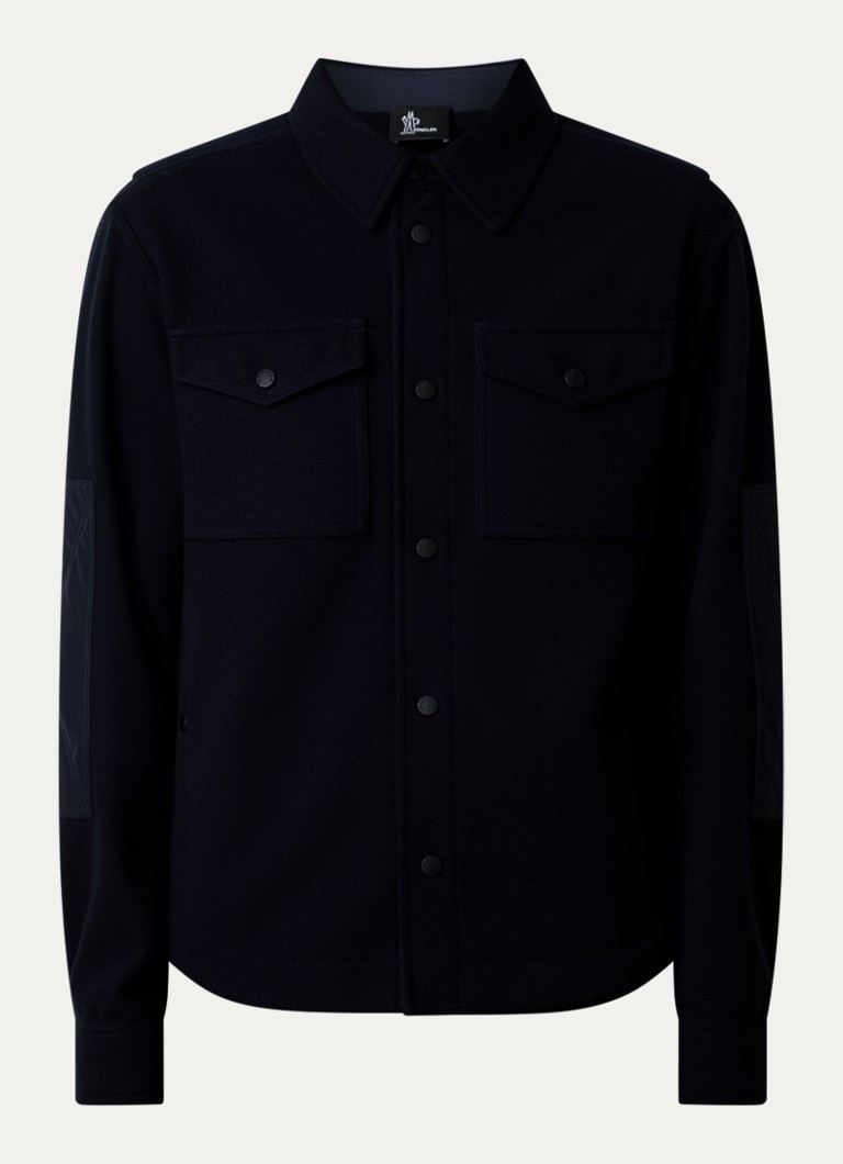Moncler Heren Overshirt met logoborduring en klepzakken in de kleur Donkerblauw, maat: M