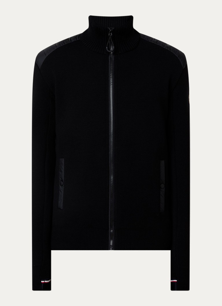 Moncler Heren Fijngebreid vest van scheerwol met donsvulling in de kleur Zwart, maat: M