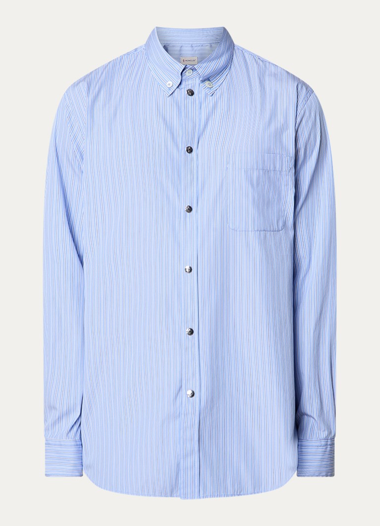 Moncler Heren Regular fit overhemd met streepdessin in de kleur Staalblauw, maat: M