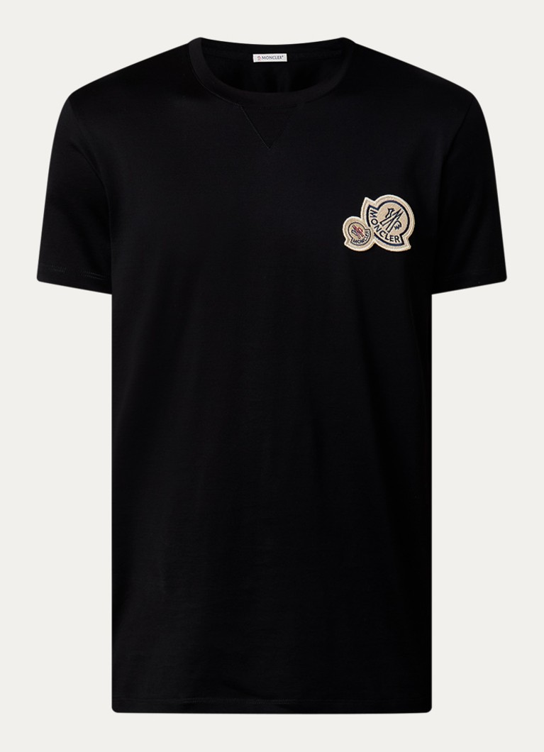 Moncler Heren T-shirt met logo in de kleur Zwart, maat: S