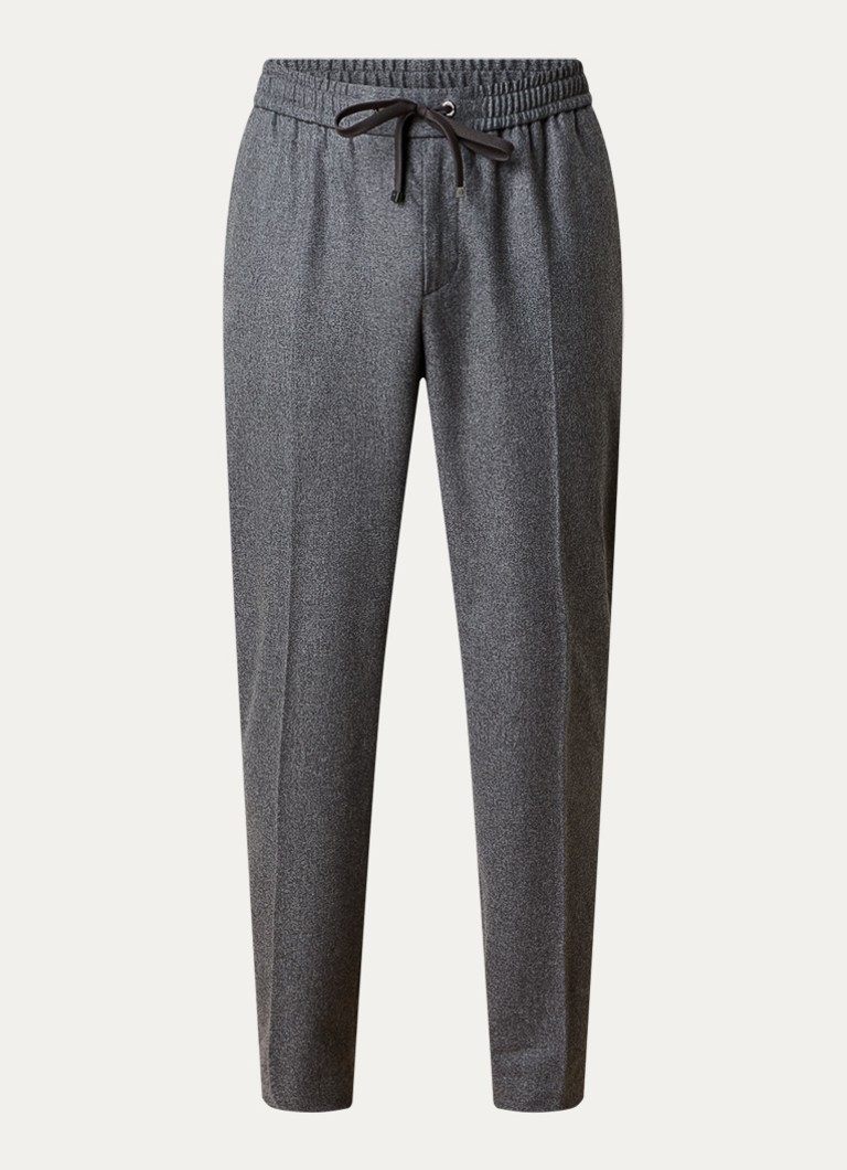 Moncler Heren Tapered fit pantalon in kasjmierblend met trekkoord in de kleur Donkergrijs, maat: 50
